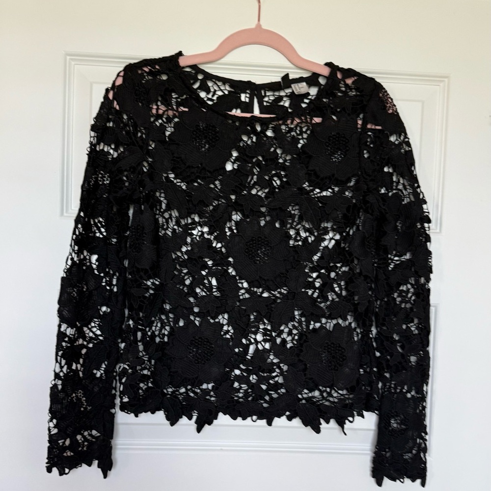 H&M Divided Black Floral Lace Blouse